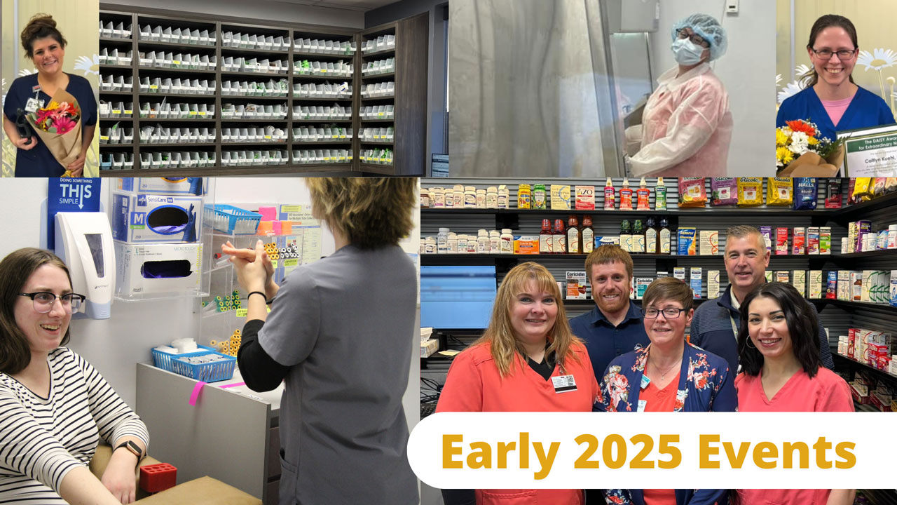 Helen Newberry Joy Hospital staff and facilities featured during early 2025 events including pharmacy services laboratory staff recognition and patient care moments